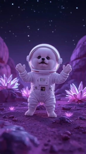First Puppy on the Moon? 🚀🪐 (So Fluffy!)