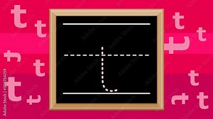 Animation of how to write the lower case alphabet letter 't' with animated cartoon flying letters background. Also with Green Screen option.