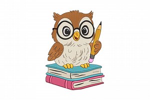 Owl on Books Embroidery Pattern, Cute Teacher Digital Download, Scholar Bird File, Instant Download - Etsy