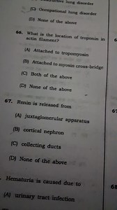 What is the location of troponin in actin filament?(A) Attache... | Filo