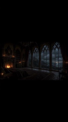 Stormy Castle Bedroom Ambience 🌩️🔥 Cozy Fireplace, Rain & Thunder Sounds for Deep Sleep