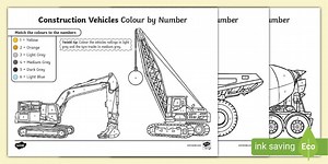 Construction Vehicles Colour-by-Number