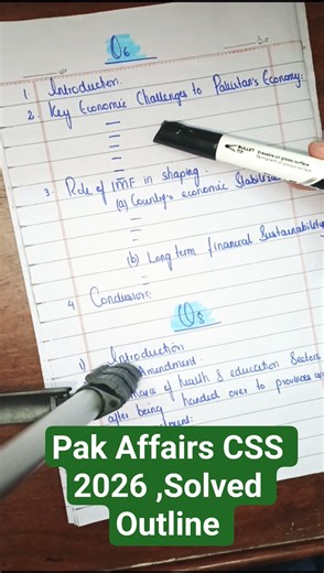 Pakistan Affairs CSS 2026 Paper-Solved Outline