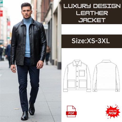 Luxury Leather Jacket Sewing Pattern PDF | Men’s Jacket Pattern XS–3XL | A0 A4 US Letter | Expert Level | Instant Download - Etsy UK