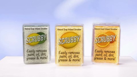 Scrubby Soap - Original Orange (2-Pack) - Citrus Scented Natural Infused Scrubber - Cleaning Sponge for Paintbrushes, Gardening, Kitchen - Multipurpose