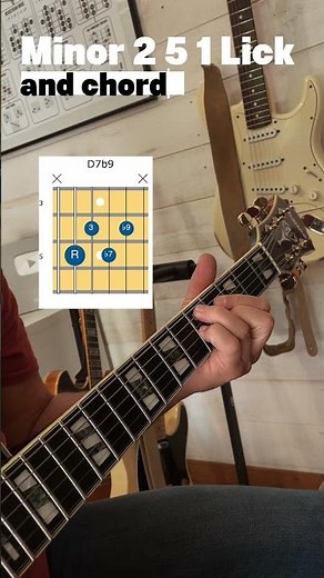Minor 2 5 1 Jazz Guitar Lick With Chord Shapes