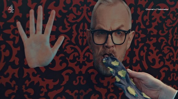 Taskmaster's bizarre challenge sees stars lick wet teeth and frozen sock
