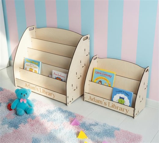 Kids Wooden Bookshelf, 2 Size Small and Large Kids Bookcase, Montessori Storage for Books, Book Display, Nursery Library - Etsy