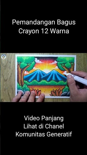 Menggambar dan Mewarnai Pemandangan dengan Crayon 12 Warna