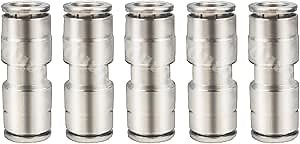Beduan Push to Connect Fitting 3/8" OD Nickel-Plated Copper Pneumatic Air Fitting Straight Union Tube Connector (Pack of 5): Amazon.com: Industrial & Scientific