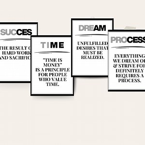 Motivational Poster Set of 4, Uplifting Quote, Positive Vibes Typography Print, Minimalist Wall Art, Office & Home Decor - Etsy