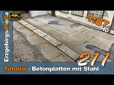 211 - Modellbahn Tutorial - Betonplatten mit Stahlrahmen zwischen dem Gleis - DR 1/87 H0 - (DE/EN)