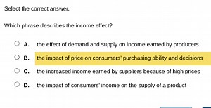 Which phrase describes the income effect?A. the effect of dem... | Filo
