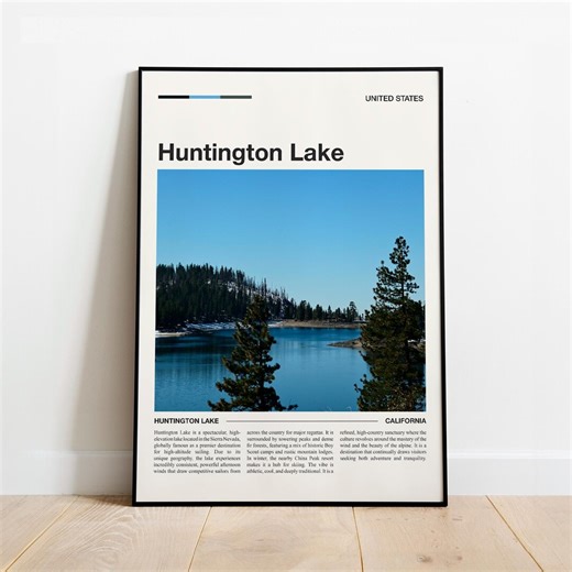 Huntington Lake California Travel Poster - Sierra Nevada Mountains and Sailing - Etsy