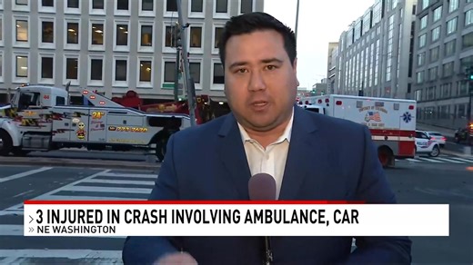 A crash between an ambulance and vehicle in NW DC sent three people to the hospital - two from the ambulance crew, one from the vehicle. They all have non-life-threatening injuries, and detectives are still investigating the cause of the crash. https://wjla.com/news/local/northwest-dc-ambulance-crash-dc-fire-and-emergency-medical-services-dcfems-north-capitol-street-h-street-nw-metropolitan-police-department-mpd-us-capitol-police-uscp | Christian Flores News