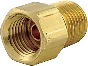 Inverted Connector Fitting, Adapter Coupling for LPG Natural Gas Propane BBQ RV Applications 1/4” Inverted Flare (Actual Diameter 9/16 in) x 1/4” Male NPT (Actual Diameter 9/16 inch) Brass