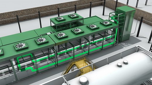 Liquefaction plant with virtual pipeline.