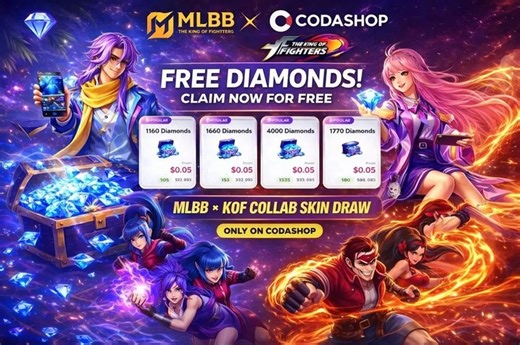 🎉 Hi MLBB Pro Players! Special Reward in Celebration of Codashop's 9th Anniversary! Codashop Rewards Rush is here! Good news for MLBB players! A limited-time Codashop MLBB event is now available to celebrate Codashop's 9th anniversary. We're now offering a 50%-100% discount on MLBB diamond 💎 purchases. 📌 Note: This is a one-time purchase per account! Gifts will be sent directly to the in-game message menu, so please follow the steps correctly. Purchases will not be sent if the information is 