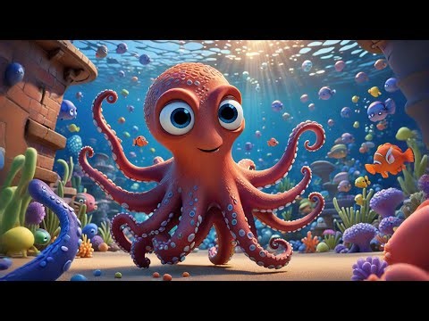 Octopus Draws Ocean Shapes 🐙🌊 | Fun Nursery Rhymes & Toddler Learning Adventure