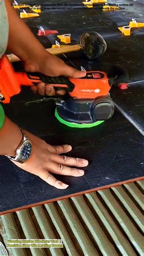Vibrating Suction Tile Setter Tool | Precision Floor Tile Leveling Process
