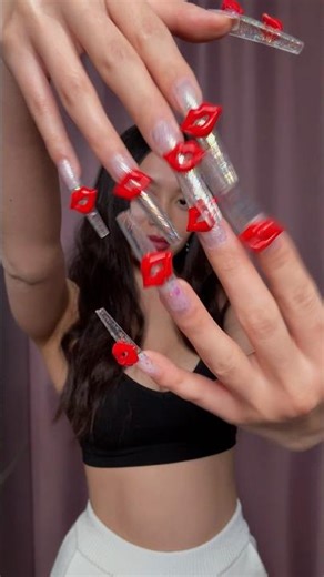 Red lips nails #shorts #shortvideo #nails #ASMR