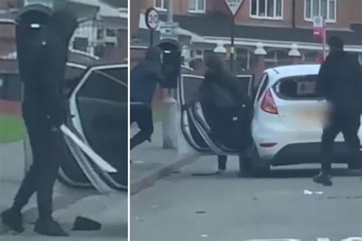 Shocking moment gangs armed with 2ft SWORDS & baseball bats fight in street