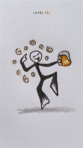 Stickman Drawing Evolution: Level 1 to 6! 🍺➡️💥 #shorts