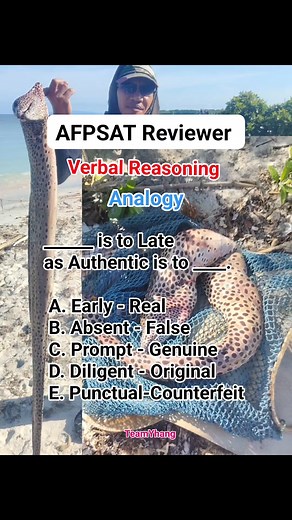 52K views · 386 reactions | AFPSAT Reviewer | Verbal Reasoning Test | Analogy | Team Yhang | Yhang Dela Cruz | Giant Eel #yhangdelacruz #teamyhang #AFPSAT #verbalreasoning #analogy #seafoodlovers #seafood | Team Yhang | Facebook