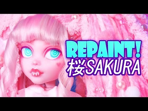 Repaint! Sakura Pink Draculaura Monster High Custom OOAK Doll