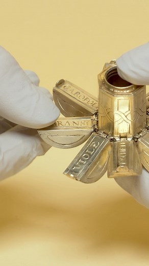 Museum of Fine Arts, Boston on Instagram: "This curious little treasure is filled with surprises ✨ Called a pomander, this small, gilded silver orb takes its name from the French word for apple (pomme) and was popular in the medieval period before modern hygiene practices. When the tapered finial is unscrewed, the body opens to reveal eight compartments, each labeled with the name of a substance or plant appreciated for its scent: rose, cedar, jasmine, ambergris, musk, violet, orange and clove (