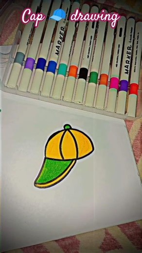 cap 🧢 drawing for kids/cap drawing tutorial easy #treandingshort #art #kidsart