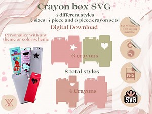 Crayon Box Template Crayon Box SVG DIY Crayon Box for Kids Party Favors Printable PNG Digital Download Customizable Kids Party Favors - Etsy