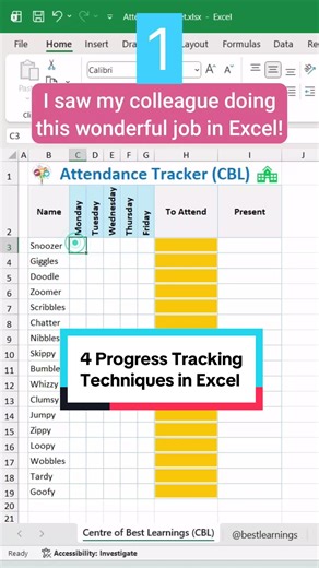 Learn 4 techniques of progress tracking in #excel #exceltips #exceltutorial #learnontiktok #tiktoklearningcampaign