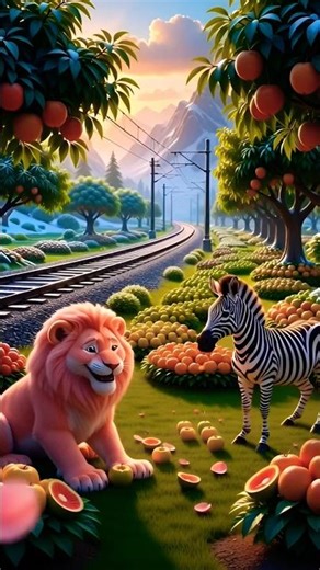 Sher Aur Zebra Ka Magical Snow Garden | Cute Pink Lion & Realistic Zebra 8K Animation