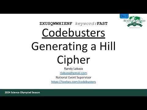 Codebusters - Generating a Hill Cipher