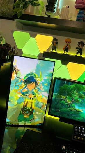 Genshin Impact Venti PC Gaming Setup💚🪉 #gamingsetup #gamingroom #pcgaming #desksetup #gamer