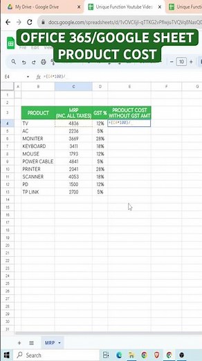 Excel hacks# Calculate product cost | excel tutorial |cog review