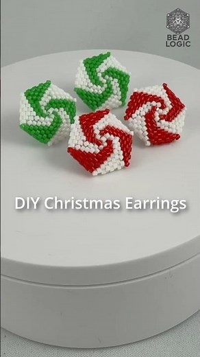 Peppermint Swirl Earrings Tutorial | Delica Bead Hexagon Pattern for Christmas #beadingtutorial