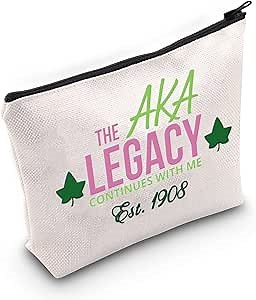 Sorority Makeup Bag - Pink and Green Black Greek Paraphernalia Gift (Legacy)