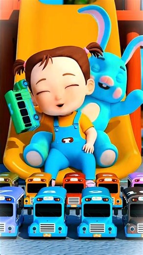 Cute Baby Playing with Colorful Buses | Kids Learning Colors#cartoonforkids #shortkids #kidscartoon