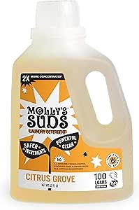 Molly's Suds Liquid Laundry Detergent | Clean Laundry Detergent Soap for Sensitive Skin | 2x Concentrated, High Efficiency (HE) | Citrus Grove - 100 Loads