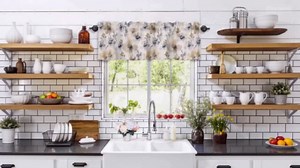 Watercolor Flower Valances Window Treatment Farmhouse Decor, Beige Grey Spring Floral Botanical Rod Pocket Valance Curtains for Living Room, Bedroom, Kitchen, 60" W x 18" L - 1 Panel