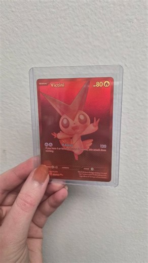 BleacherLay on Instagram: "❤️RED VICTINI❤️ Throwback to when I pulled this big guy!! When will I put it for someone again?...👀 (plz I beg its my fav boi) #redvictini #victini #pokerips #pokemon #whatnot #whiteflare #blackbolt #blackboltwhiteflare"
