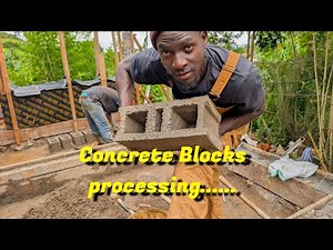 A step by step, making concrete blocks