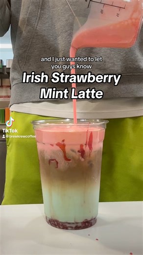 13K views · 143 reactions | “Pop that top and keep it pushing” 路‍♂️ - Irish Strawberry Mint Latte | Brew Krew Coffee - Maryville | Facebook