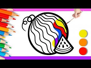 Watermelon Coloring for Kids | Easy Fruit Coloring Pages | Learn Colors with Paint