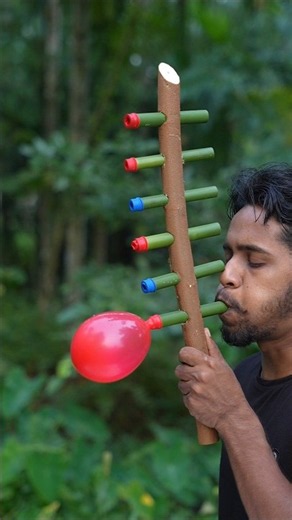 Amazing Bamboo and Balloon Launcher with wood craft #Bambooart #Diy #Idea