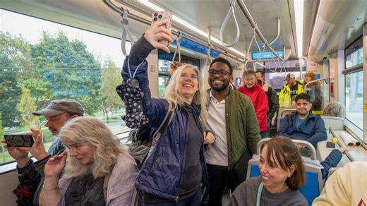 Kansas City streetcar rolls through Midtown for first time in nearly 70 years.