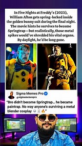 In Five Nights at Freddy’s (2023), William Afton gets spring-locked inside