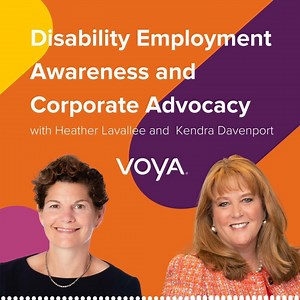 CEO Heather Lavallee returns to the #HirethruRetire podcast  for a very special episode celebrating National Disability Employment Awareness Month #NDEAM. Heather is joined by Kendra Davenport, CEO of Easterseals, as they discuss the important role that employers  and corporate citizens can play when it comes to advocating for individuals with special needs in the workplace. https://spoti.fi/3PEhjWo | Voya | Facebook